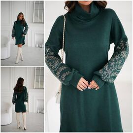 Сукня тепла жіноча 7560 green р.42-52 "Alisa Brand" недорого оптом від прямого постачальника