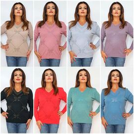 Фотография Свитер женский 2253 mix р.50-54 "ITALIA" недорого оптом от прямого поставщика