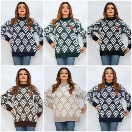 Фотография Свитер женский 2221 mix р.52-56 "ITALIA" недорого оптом от прямого поставщика