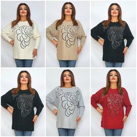 Фотография Свитер женский 2225 mix р.54-55 "ITALIA" недорого оптом от прямого поставщика