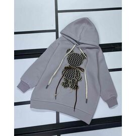 Батник дитячий теплий на дівчинку 550-1 grey р.128-140 "Kosmy" недорого оптом від прямого постачальника