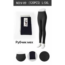 Фотография Лосины женские тёплые V09 black рубчик /мех р.50-58 "Алия" недорого оптом от прямого поставщика