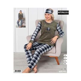 Фотография Пижама тёплая женская 0253 khaki р.M-2XL "SHELLY" недорого оптом от прямого поставщика