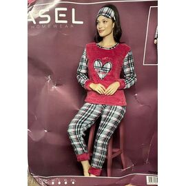 Фотография Пижама тёплая женская 196 red р.M-2XL "SHELLY" недорого оптом от прямого поставщика