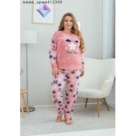 Фотография Пижама тёплая женская 412300 peach р.3XL-5XL "SHELLY" недорого оптом от прямого поставщика