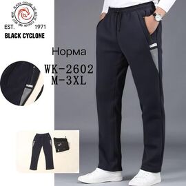 Фотография Штаны спортивные мужские утеплённые G63-2602 black р.M-3XL "ZERO" недорого оптом от прямого поставщика