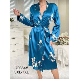 Фотография Халат женский шёлковы батал размер 3XL-7XL "FLOWER" недорого от прямого поставщика