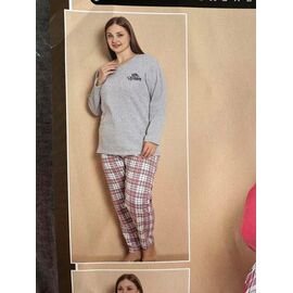 Фотография Пижама тёплая женская 16349 grey р.L-4XL "SHELLY" недорого оптом от прямого поставщика