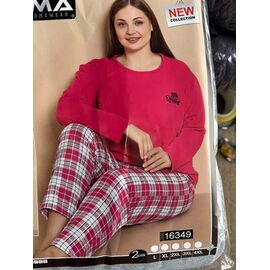 Фотография Пижама тёплая женская 16349 wine р.L-4XL "SHELLY" недорого оптом от прямого поставщика