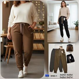 Фотография Штаны спортивные женские тёплые 9160-1 mix р.3XL-7XL "Hoan" недорого оптом от прямого поставщика