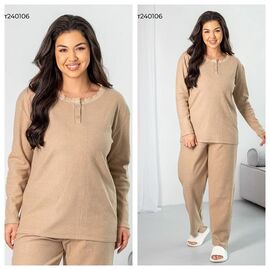 Фотография Пижама женская 240106 beige р.XL-3XL "Vehuiah" недорого оптом от прямого поставщика