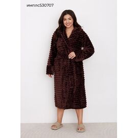 Фотография Халат женский тёплый 530707 brown р.XL-3XL "Vehuiah" недорого оптом от прямого поставщика