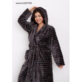 Фотография Халат женский тёплый 530730 grey р.XL-3XL "Vehuiah" недорого оптом от прямого поставщика