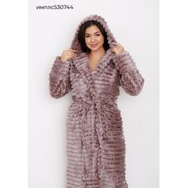 Фотография Халат женский тёплый 530744 beige р.XL-3XL "Vehuiah" недорого оптом от прямого поставщика