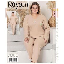 Піжама жіноча 7425 beige р.XL-4XL "Vehuiah" недорого оптом від прямого постачальника