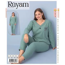 Фотография Пижама женская 7476 green р.XL-4XL "Vehuiah" недорого оптом от прямого поставщика