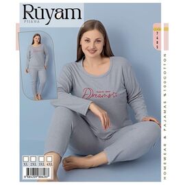 Фотография Пижама женская 7485 grey р.XL-4XL "Vehuiah" недорого оптом от прямого поставщика