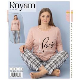 Фотография Пижама женская 7499 beige р.XL-4XL "Vehuiah" недорого оптом от прямого поставщика