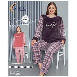 Фотография Пижама тёплая женская 20557 powder р.3XL-6XL "DONELLA" недорого оптом от прямого поставщика
