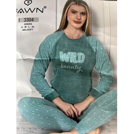 Фотография Пижама тёплая женская 3304 green р.S-XL "DONELLA" недорого оптом от прямого поставщика