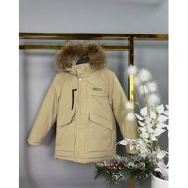 Фотография Курка детская зимняя на мальчика 777 d.beige р.128-152 "Delfinka" недорого оптом от прямого поставщика