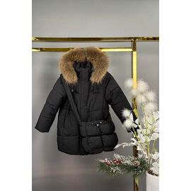 Фотография Курка детская зимняя на девочку 9615 black р.122-146 "Delfinka" недорого оптом от прямого поставщика