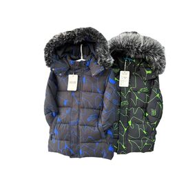 Курка дитяча зимова на хлопчика F373 black-blue р.8-16 "Farbique" недорого оптом від прямого постачальника