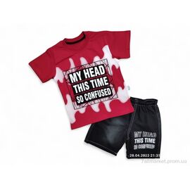 Костюм дитячий Літо 2474 червоний (4 шт. р.сітка5-8) "Kids-modnik" недорого оптом від прямого постачальника