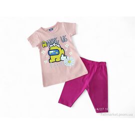 Костюм дитячий Літо 2002 пудрово-малиновий (4 шт. р.сітка3-6) "Kids-modnik" недорого оптом від прямого постачальника
