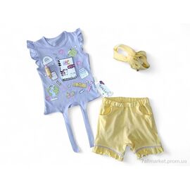 Костюм дитячий Літо 212663 бузково-жовтий (3 шт. р.сітка1-3) "Kids-modnik" недорого оптом від прямого постачальника