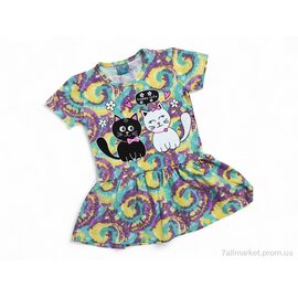 Фотография Платье детское Лето 4880 різнокольоровий кішки (5 шт. р.сетка 2-6) "Kids-modnik" недорого оптом от прямого поставщика