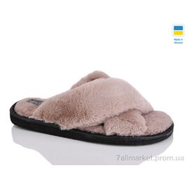 Тапки жіночі для будинку Зима Кімнатні хутро бежевий (6 пар р.36-41) "Lot Shoes" недорого оптом від прямого постачальника