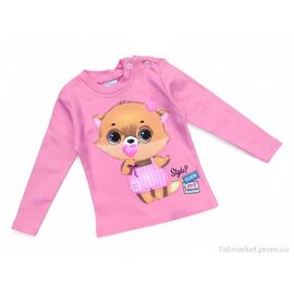 Батник дитячий Весна/осінь 2024 рожевий кішка (4 шт. р.сітка1-4) "Kids-modnik" недорого оптом від прямого постачальника