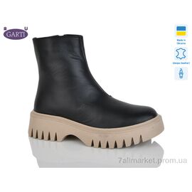 Фотография Ботинки женские стильные Весна/осень 6722 чорна шкіра-беж байка (6 пар р.36-40) "Garti" недорого оптом от прямого поставщика