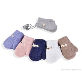 Фотография Варежки детские Зима 2538 (12см) хутро mix (12 шт. р.сетка 1-2) "KUINH" недорого оптом от прямого поставщика