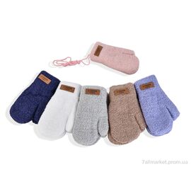 Фотография Варежки детские Зима 2530 (14см) хутро mix (12 шт. р.сетка 2-4) "KUINH" недорого оптом от прямого поставщика