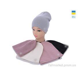 Жіноча шапка Зима SP002-1 подвійна mix (5 шт. р.сітка54-58) "Angelica" недорого оптом від прямого постачальника
