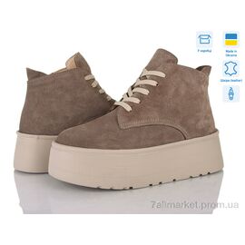 Фотография Ботинки женские стильные зима Y12 коричневий з. (6 пар р.36-41) "Stella" недорого оптом от прямого поставщика