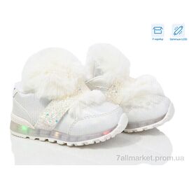 Фотография Кроссовки детские модные Весна/осень WM20 white LED (6 пар р.20-25) "Waldem" недорого оптом от прямого поставщика