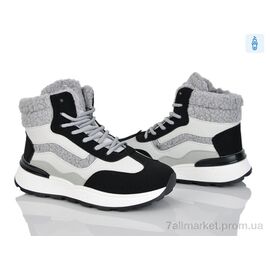 Фотография Ботинки женские стильные зима 8712 grey-black (8 пар р.36-41) "Baolikang" недорого оптом от прямого поставщика