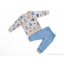Дитяча піжама Весна/осінь 35601 блакитний реглан-штани (4 шт. р.сітка6-24) "Kids-modnik" недорого оптом від прямого постачальника