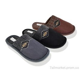 Тапки чоловічі домашні Весна/осінь Шльопки М 369 mix (12 пар р.41-45) "Progress" недорого оптом від прямого постачальника
