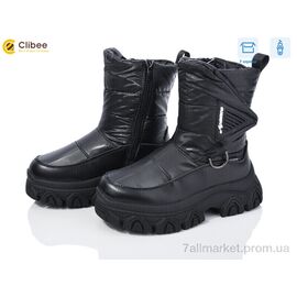 Дутики дитячі утеплені Зима TJ1014P-1 black (8 пар р.32-37) "Clibee" недорого оптом від прямого постачальника