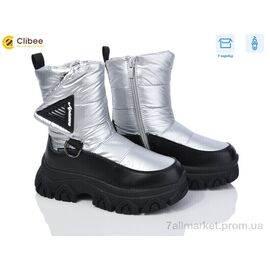 Дутики дитячі утеплені Зима TJ1014P-1 silver (8 пар р.32-37) "Clibee" недорого оптом від прямого постачальника