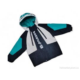 Куртка дитяча Зима K25 чорний з бірюзовим єврозима (4 шт. р.сітка10-14) "Kids-modnik" недорого оптом від прямого постачальника