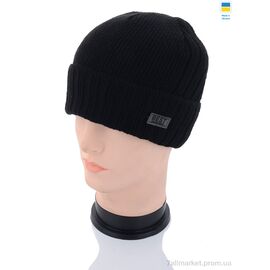 Шапка чоловіча Зима MW004-1 на флісі black (5 шт. р.сітка56-62) "Angelica" недорого оптом від прямого постачальника