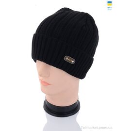 Шапка чоловіча Зима MW005-1 на флісі black (5 шт. р.сітка56-60) "Angelica" недорого оптом від прямого постачальника