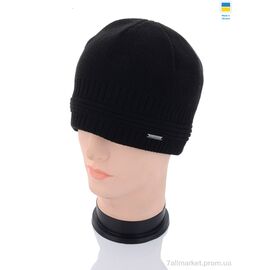 Шапка чоловіча Зима MW009-1 на флісі black (5 шт. р.сітка56-60) "Angelica" недорого оптом від прямого постачальника