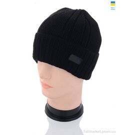 Шапка чоловіча Зима MW003-1 на флісі black (5 шт. р.сітка56-62) "Angelica" недорого оптом від прямого постачальника