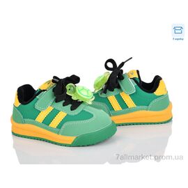 Фотография Кроссовки детские модные Весна/осень D37171 зелено-жовтий (8 пар р.22-26) "КалориЯ" недорого оптом от прямого поставщика